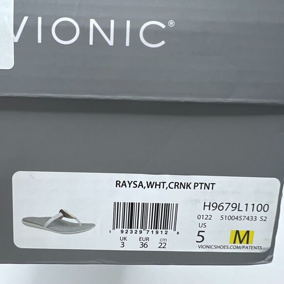 Vionic Raysa Leather Slip On Sandals White/Grey H9679L1100 Women's US 5 M - Picture 10 of 10